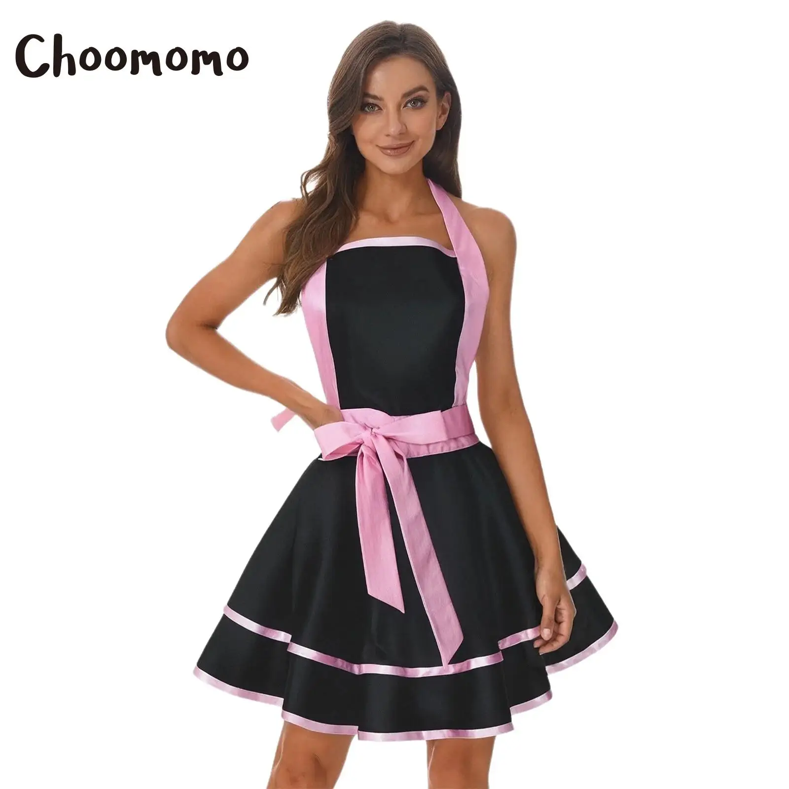 

Vintage 50s Apron Waist Cover Halloween Christmas Apron Family Gatherings Baking Cooking Kitchen Ruffle Apron for Waitress Use