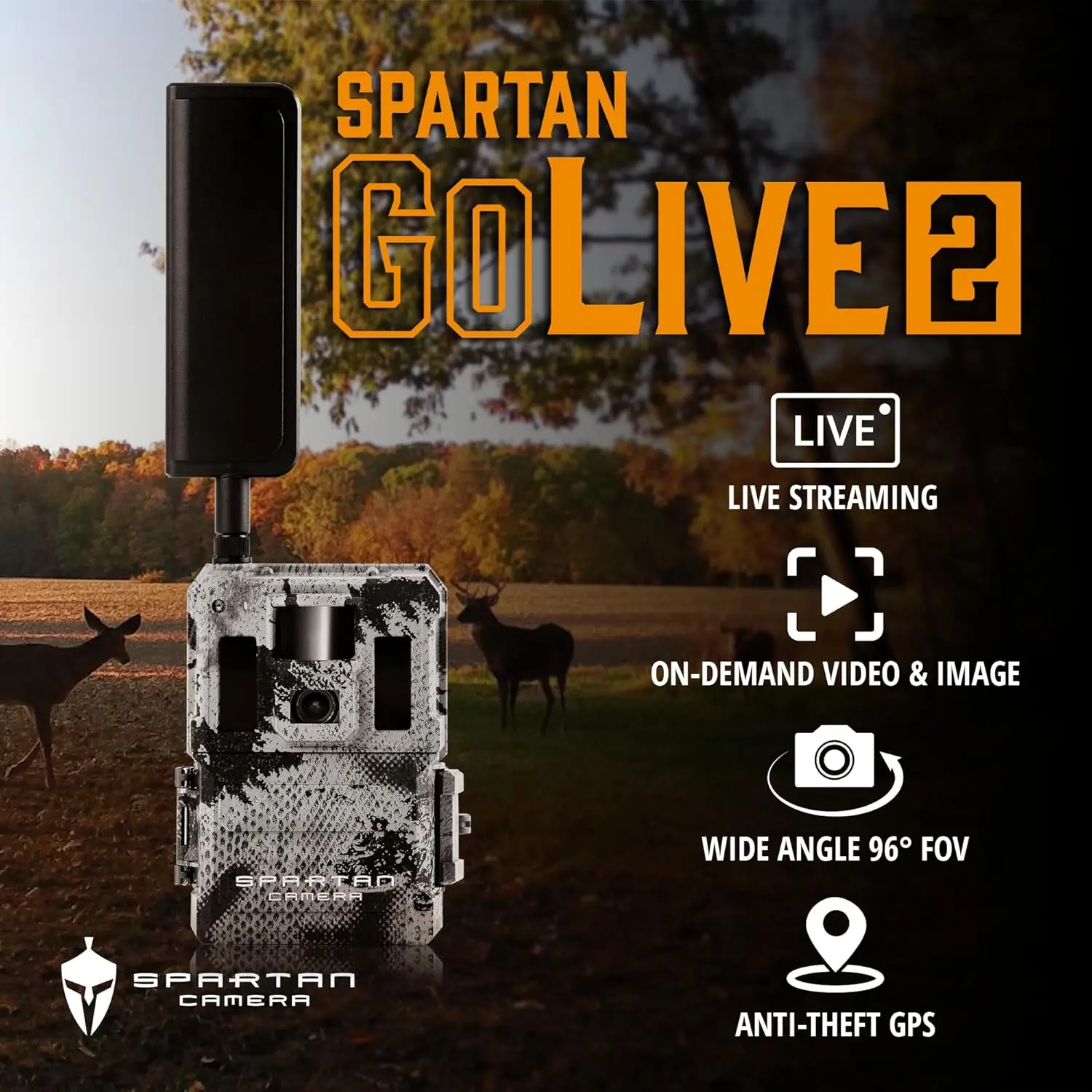 4G LTE TrailCamera,Spartan Multi-Carrier,96°FOV Wide-Angle,Live Stream,Anti-Theft GPS,On-Demand Image&Video Capt