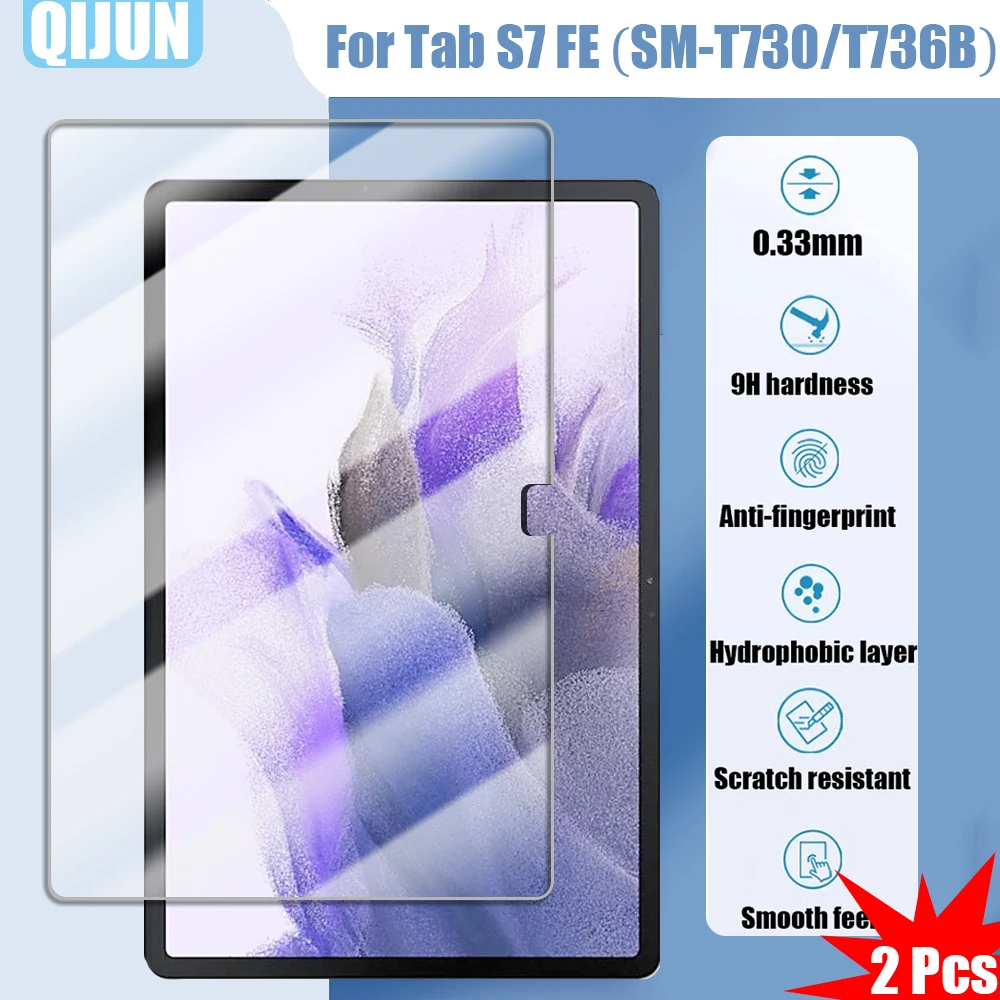 

Tablet Tempered glass film For Samsung Galaxy Tab S7 FE 12.4" Explosion proof and scratch resistant waterpro 2 Pcs SM-T730 T736B