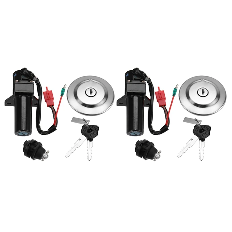 2X Motorcycle Electric Ignition Switch Lock Set Fuel Gas Cap Seat Lock Key For Yamaha Ybr125 Ybr 125 2007-2014