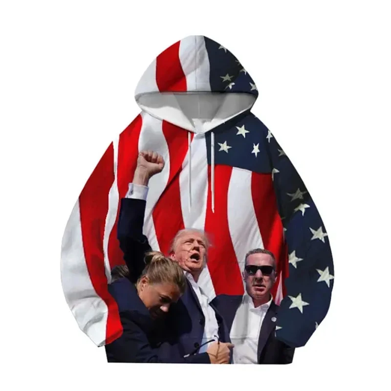 New men's hoodie Donald Trump photo 3D printed hoodie shout fist, go out fashion to wear hoodie, girls hoodie