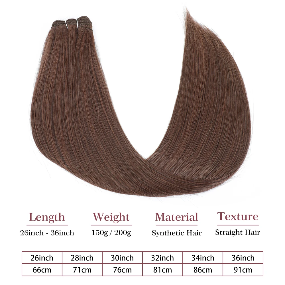 브라운 합성 헤어 익스텐션 고온 섬유 롱 스트레이트 헤어 번들 슈퍼 롱 야키 스트레이트 엮임머리