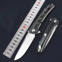 Free Wolf FW09 EDC Pocket Folding Knife 9CR18MOV Steel G10 Handle Flipper Bearing Utility Outdoor Camping Hunting Kitchen Knife