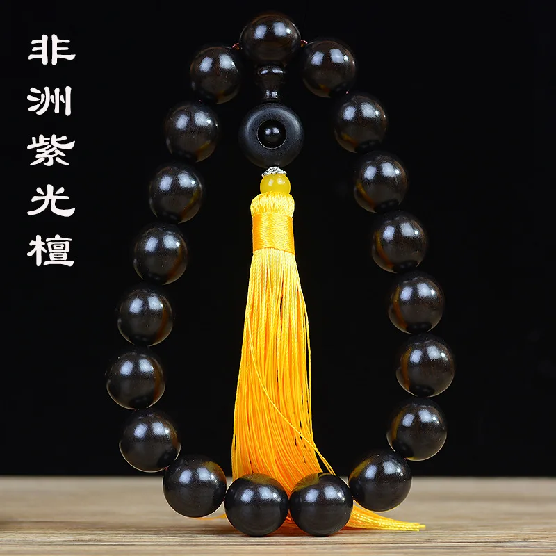 Lila grüne Sandelholz Buddha Perlen Hand Holz Perlen Armband s. Quaste flexibler Ring Handwerk Männer und Frauen