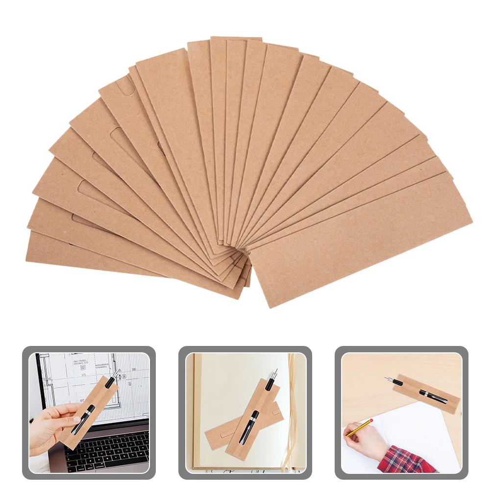 30 шт., крафт-бумага, сумка для ручек, чехол для фонтана, защитный чехол, держатель, карман, одинарный чехол для хранения