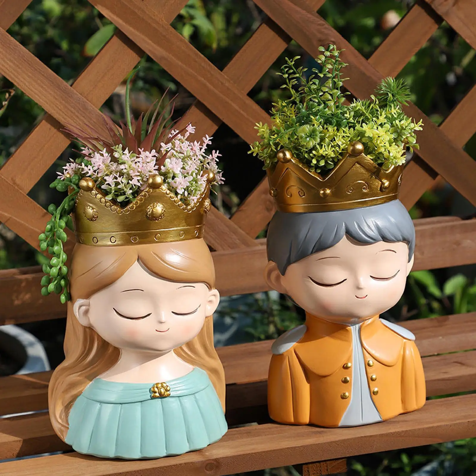 Face Flower Pot Lovely Figurine Face Planter Pot for Porch Garden Flower Bed