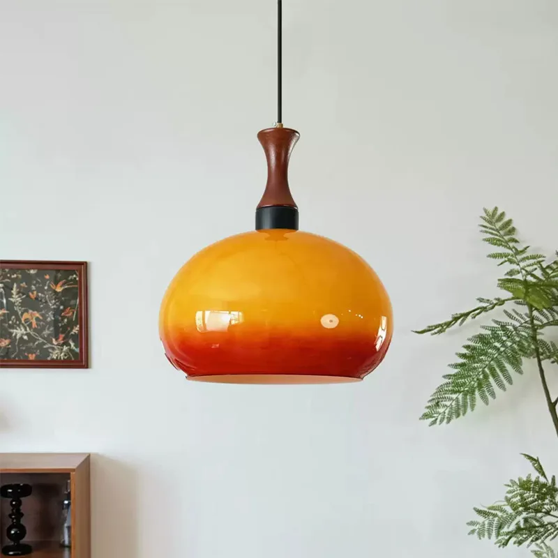 Bauhaus Style Glass Solid Wood Chandelier French Retro Style Pendant Lights Island Counter/bar Counter Dining Room