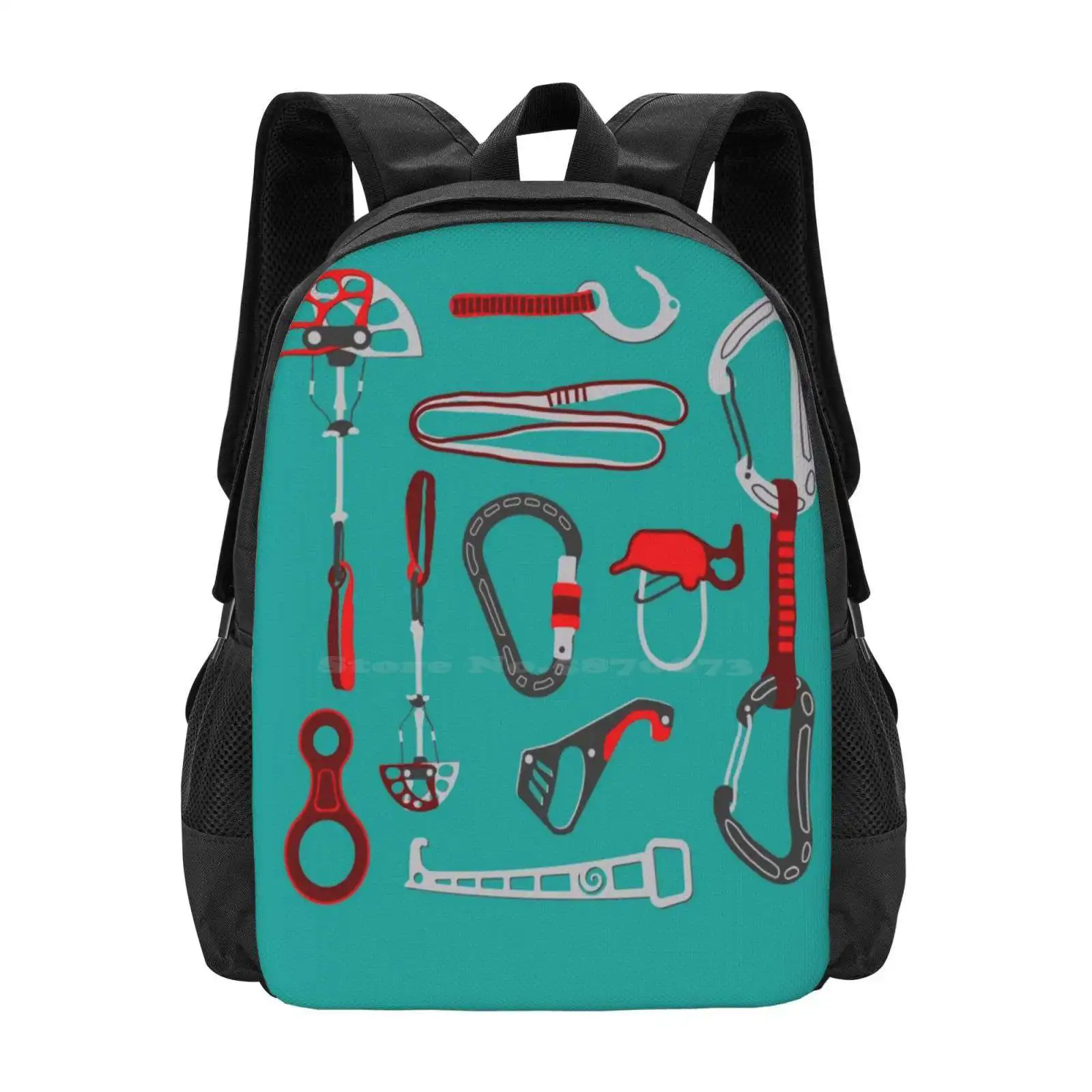 Climbing Equipment Design New Arrivals Unisex Bags Student Bag Backpack Climbing Equipment Climber Carabiner Graphic Design