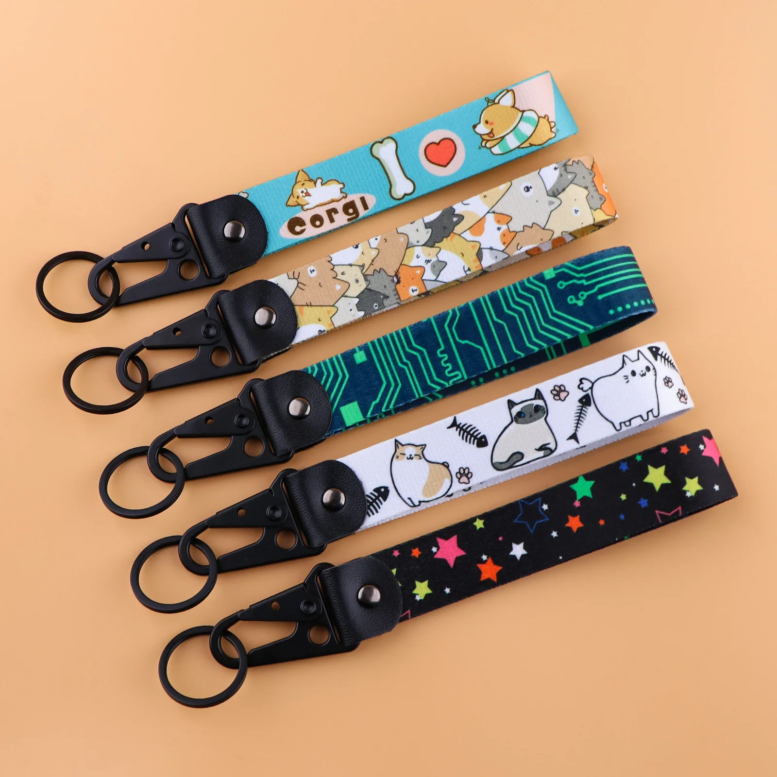 Cartoon Trinket Key Ring  Keyfob Leather Keychain for Backpack Animal Cat Key Chains Car Bags Keyholder Keyfob llaveros Gift