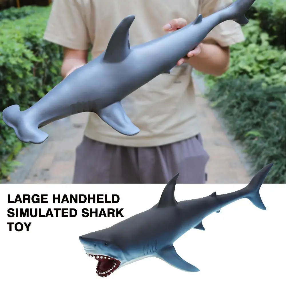 Handheld Simulated Shark Toy Vinyl Material Large Marine Biological Model Great White Shark Blue Whale Toy For Kid Birthday P2M5