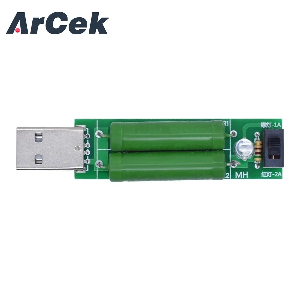 USB Port Mini Discharge Load Resistor Digital Current Voltage Meter Tester 2A 1A With Switch 1A Green Led 2A Red Led