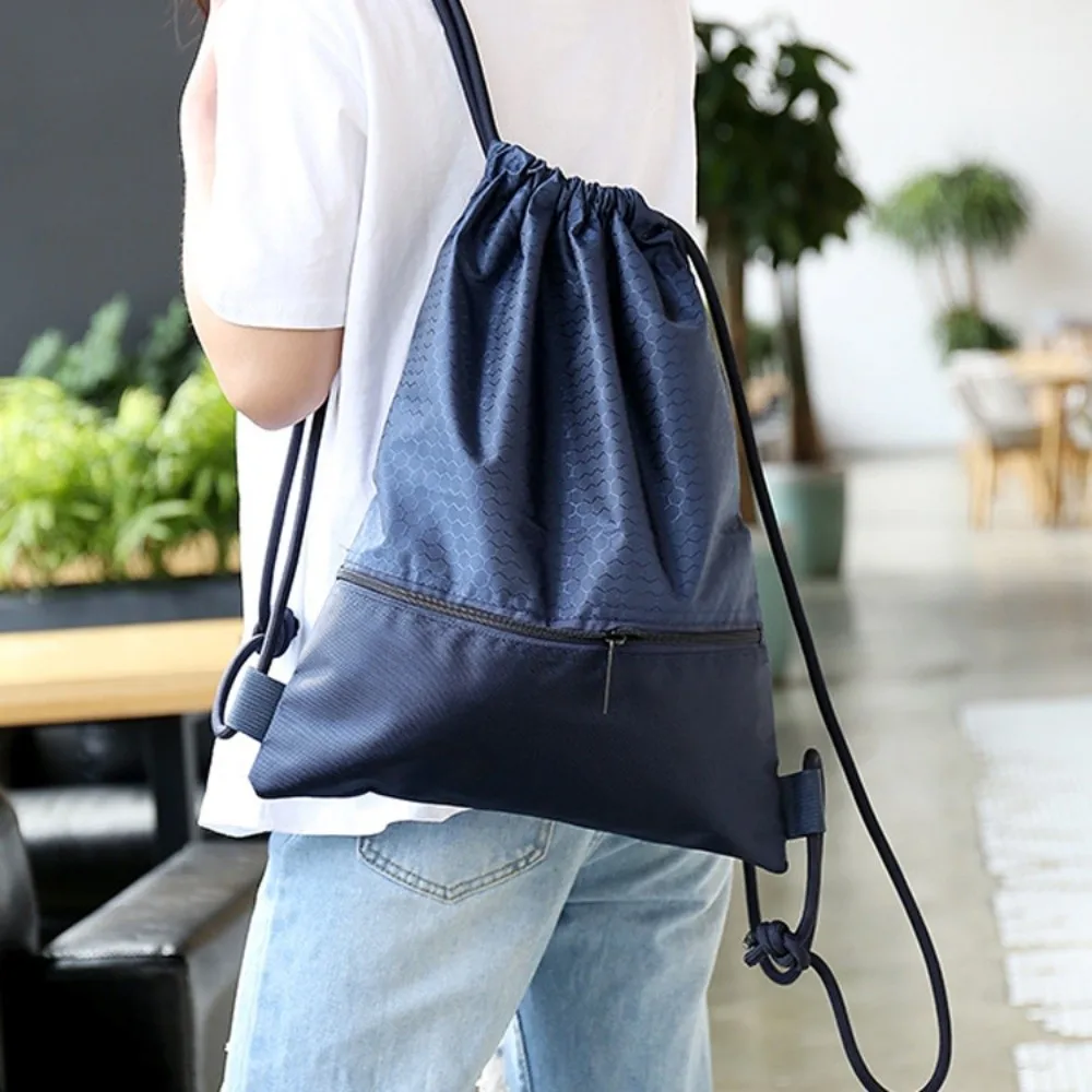 Waterproof Fitness Drawstring Bag Large Capacity Solid Color Drawstring Backpack Lightweight Commuting Drawstring Pocket Unisex