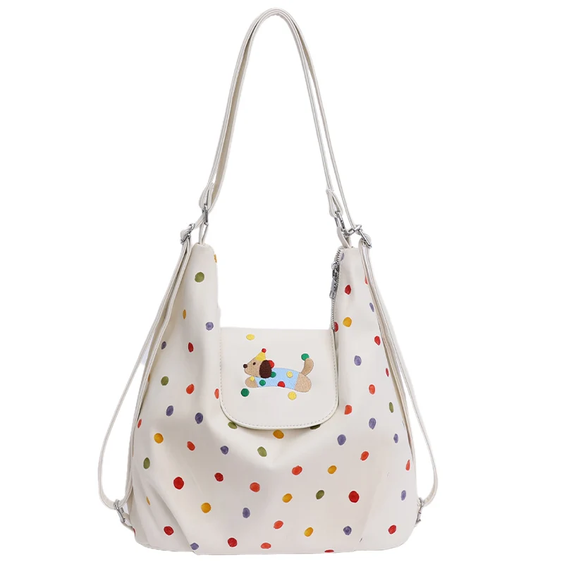 

Women handbags.Cute colorful polka-dot puppy with a small design under one shoulder and a multifunctional backpack for students.