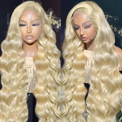 Perruque Lace Front Wig Body Wave brésilienne Remy naturelle, blond miel 613, 13x4, transparente HD, pour femmes