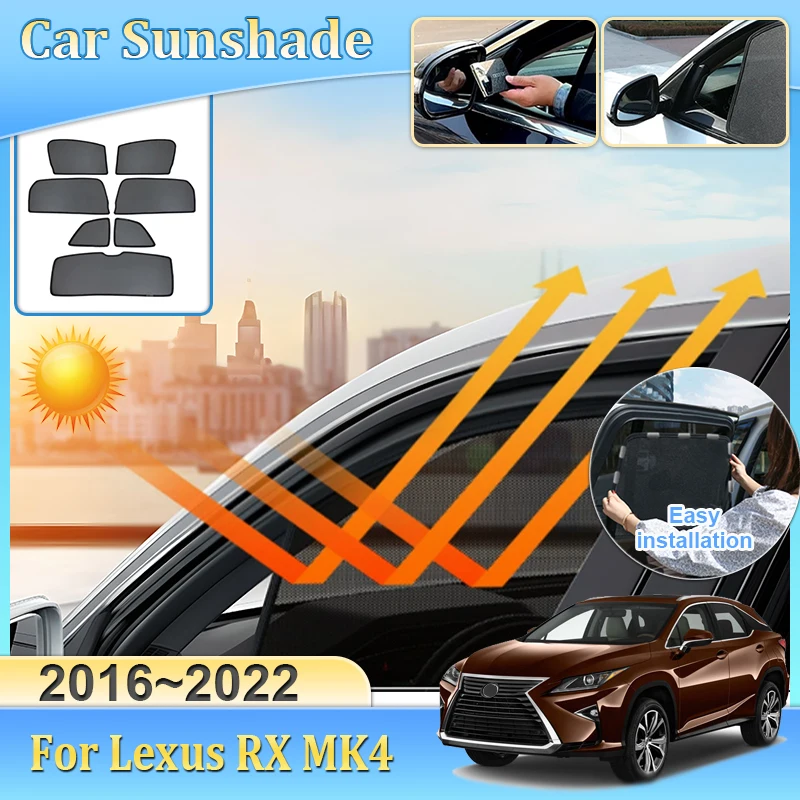 

Сетчатый солнцезащитный козырек для Lexus RX AL20 MK4 300h 350h 450h 2016 ~ 2022 Автомобильный магнитный солнцезащитный козырек с защитой от УФ-лучей, инструменты для блокировки конфиденциальности, аксессуары