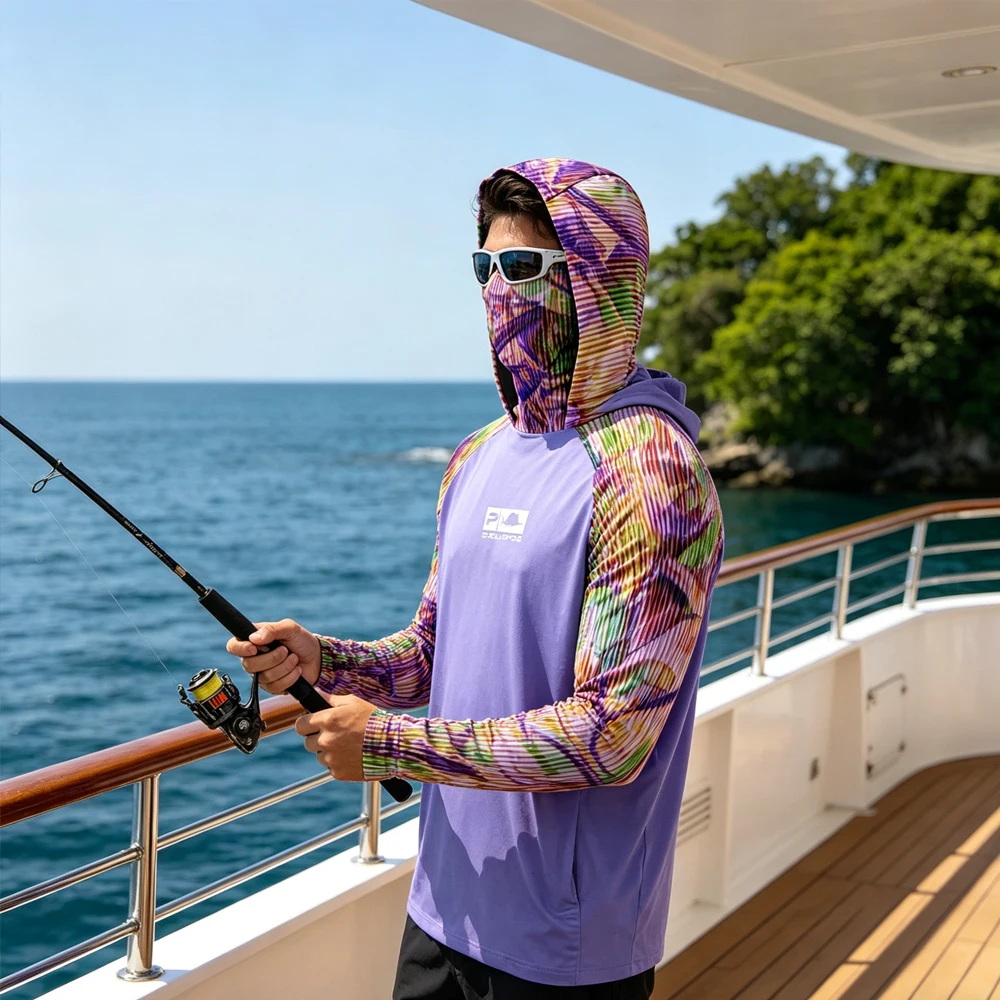 メンズupf50-長袖フィッシングシャツ、フィッシングパーカー、通気性速乾軽量フィッシングウェア、キャンプ、釣り、旅行に最適