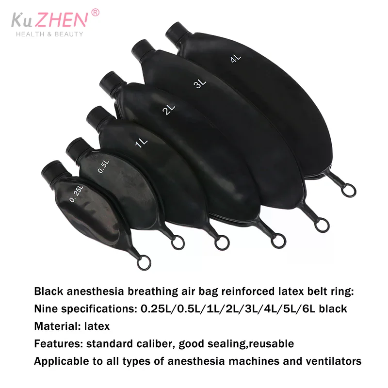 1PC Animal Anesthesia Machine Air Storage Bag Simulated Lung Air Storage Bag Breathing Bag Anesthesia Respiratory Circuit Black