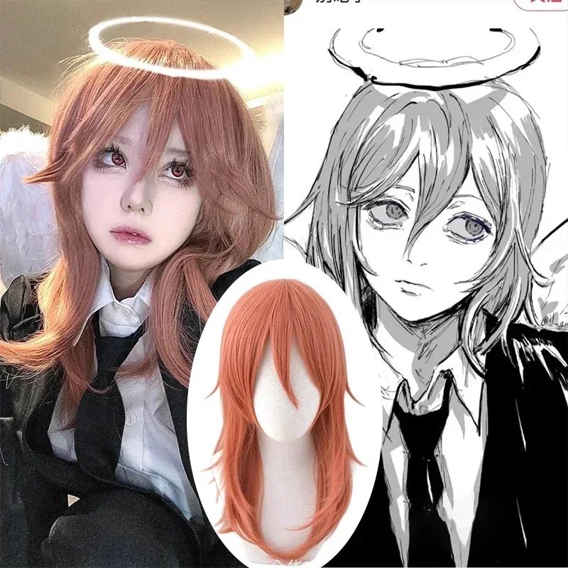 Silisili AAngel الشيطان بالمنشار رجل عيد الميلاد برتقالي داكن اللون شعر مستعار طويل تأثيري أنيمي مقاومة للحرارة Syn 2025 ☆   جديد