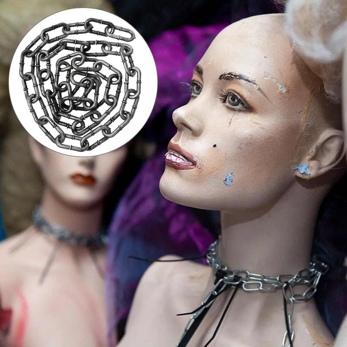 1Pcs Plastic Halloween Chain Prop Realistic Iron Chain Fetter for Costume Party Decor Bar Haunted Layout Funny Prop