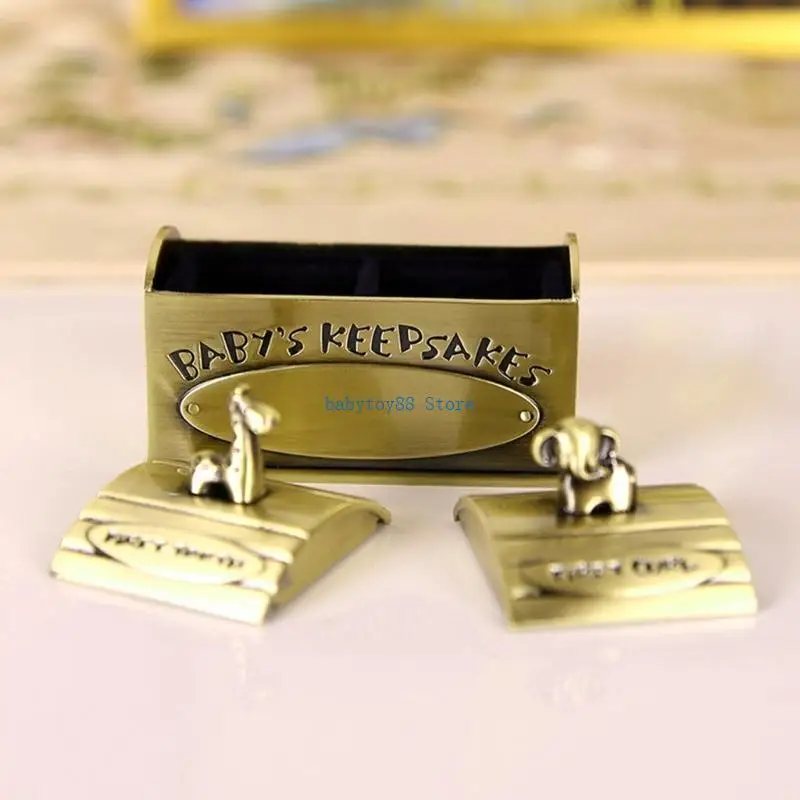 Y4UD Caja recuerdos para primeros dientes y rizos bebé, caja rizos dientes, soporte hada los dientes, rizos