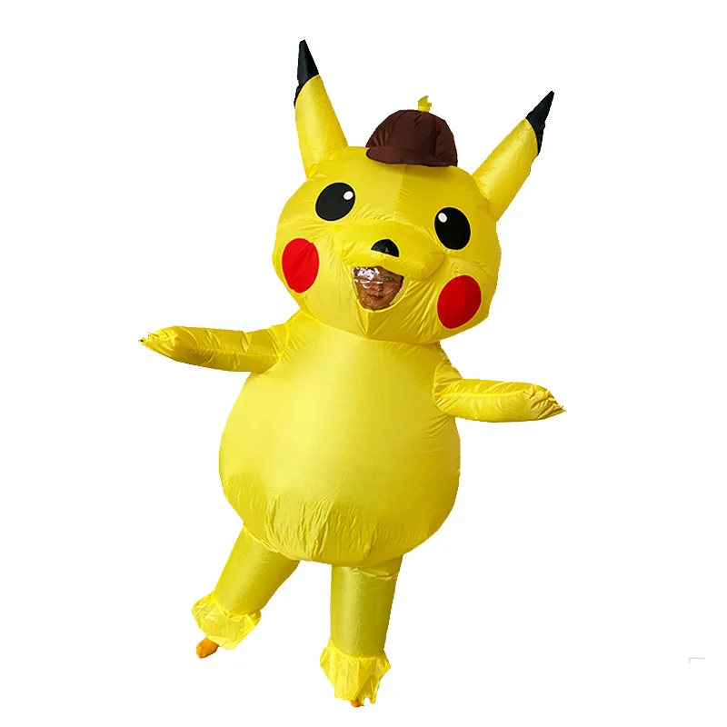 Cute Pokemon Pikachu Inflatable Clothes Doll Props Costume Children Halloween Adult Children Performance Clothe Cartoon Dress Up