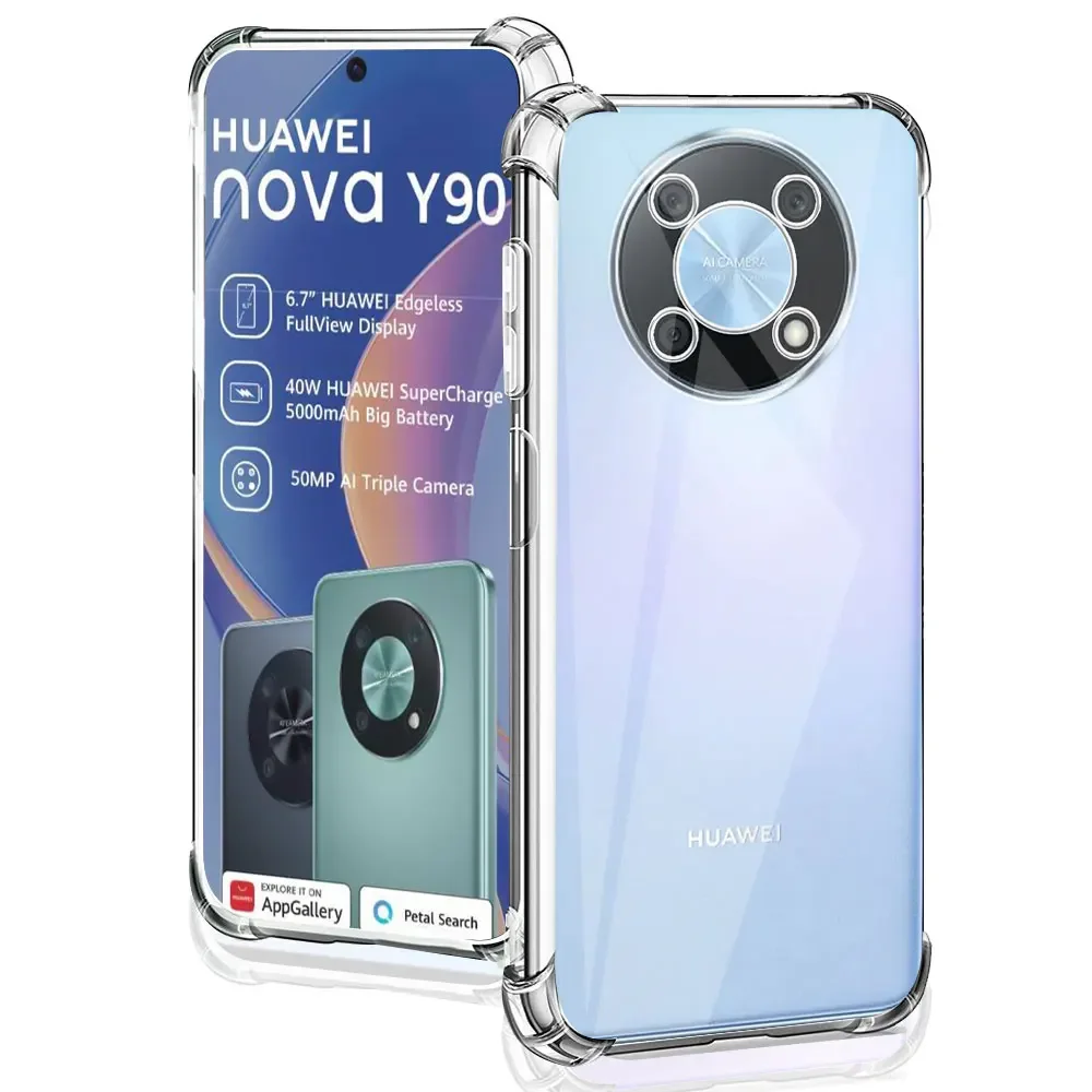 For Huawei Nova Y90 Case Silicone Soft Shockproof Transparent Cover For Nova Y90 Clear Case For Nova Y90 Y91 Y61 Y70Funda Coque