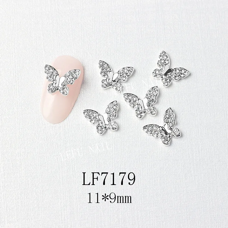 10Pcs Gold/Silber Multi-Designs Nail art Schmuck Charms Weiß/AB Kristall Strass 3D Schmetterling Geformt legierung Nagel Zubehör – Detail 20