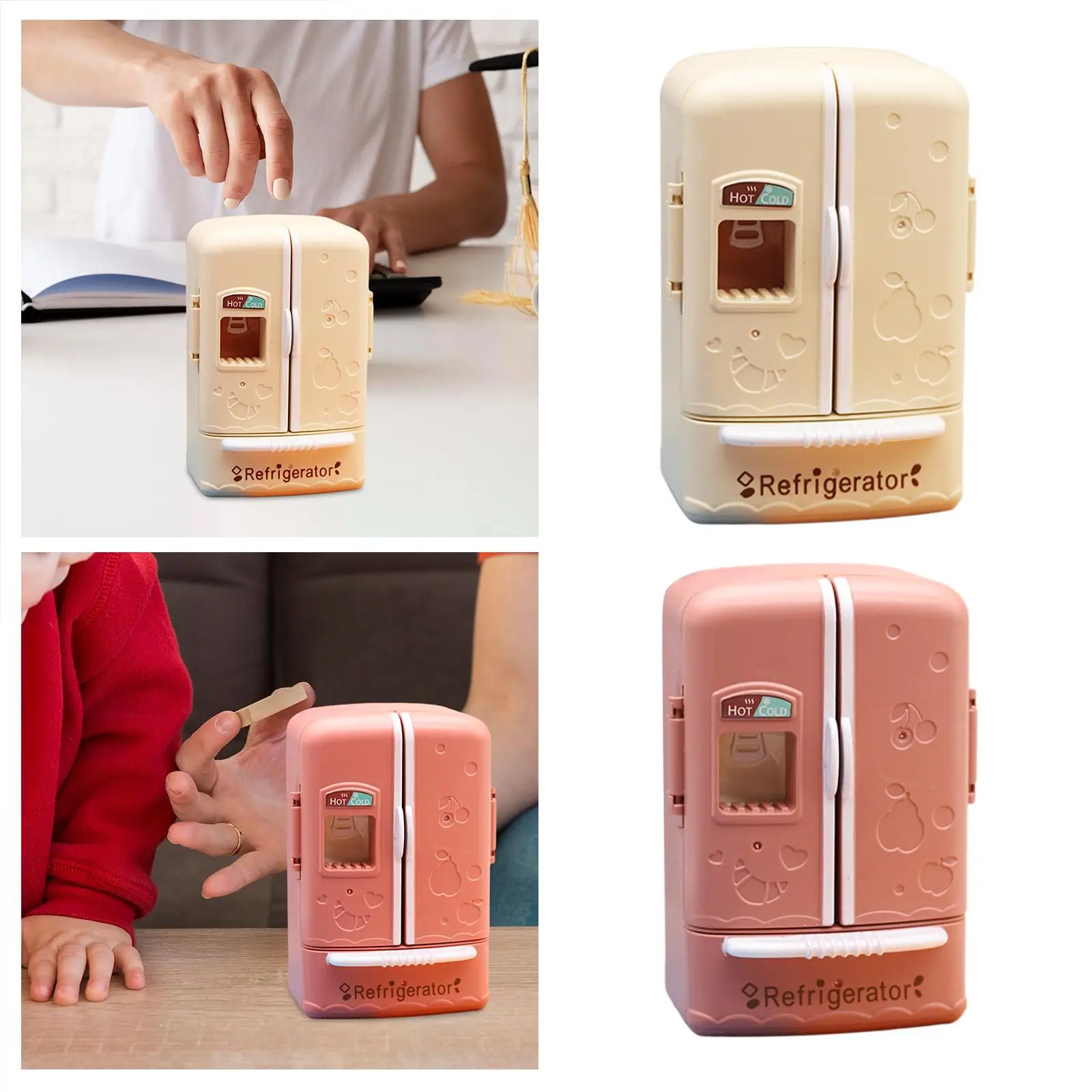 1/12 Miniaturowy domek dla lalek z podwójnymi drzwiami, lodówka, meble do sypialni