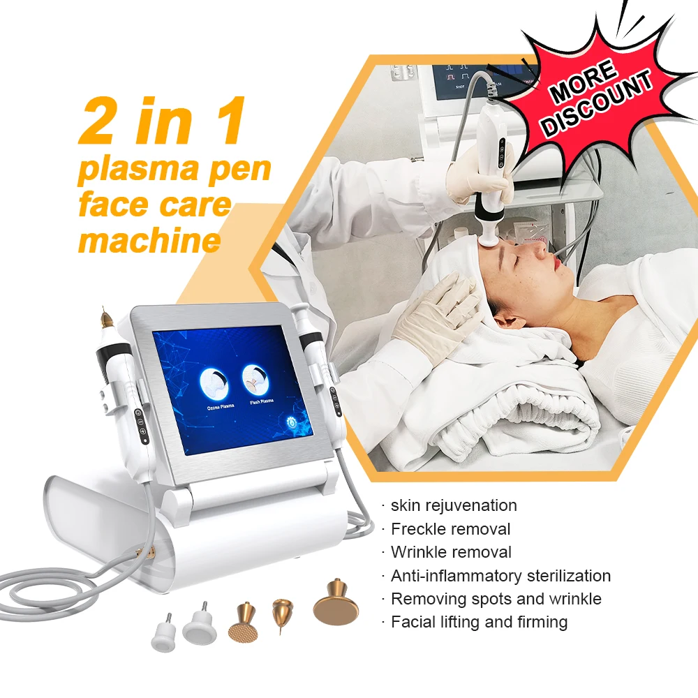 

2 in 1 Cold Plasma Shower Machine for Acne Removal Skin Lifting Regeneration and Eyelid Lifting Fibroblast Ozone Plasma Pen