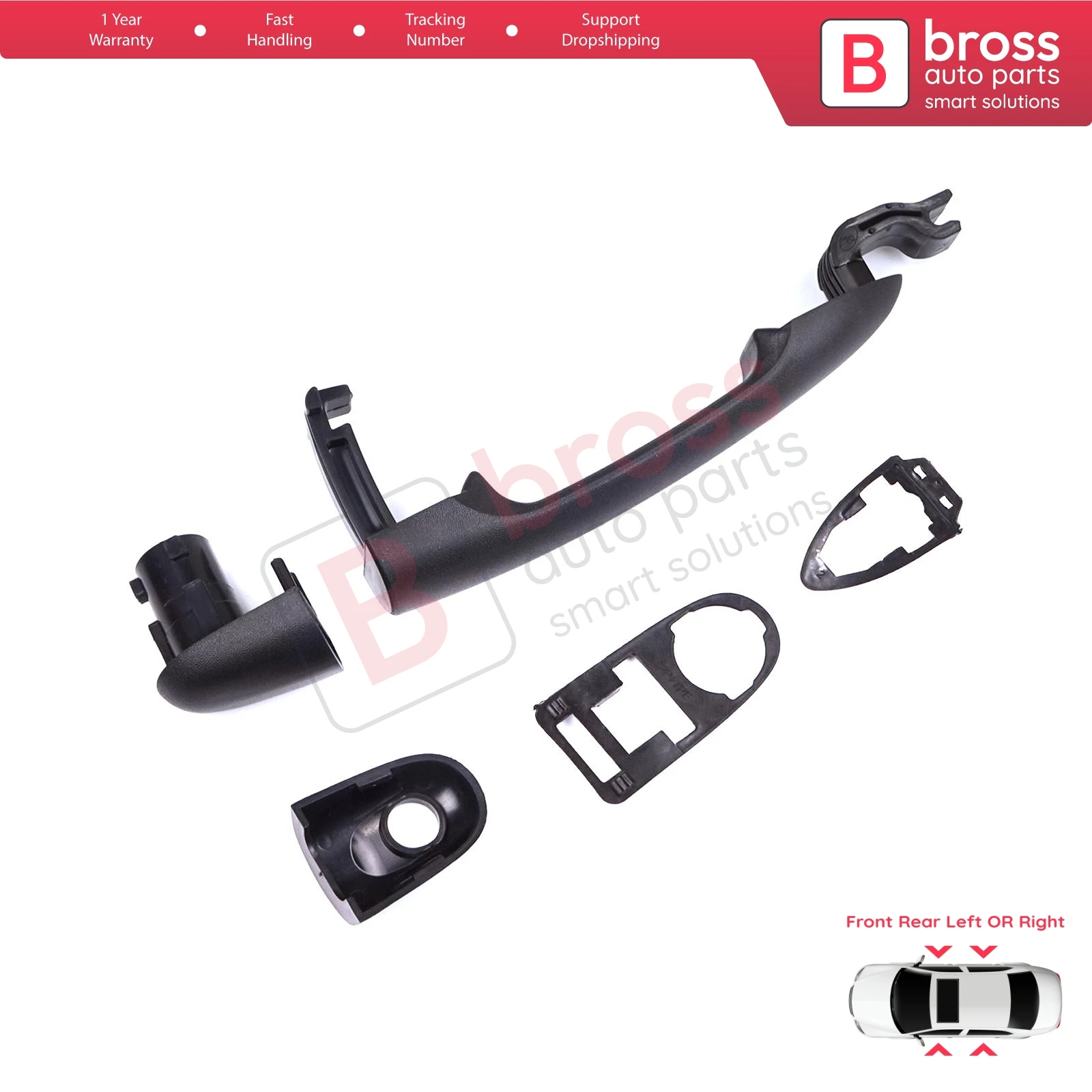 BDP1424 Front Rear Left or Right Exterior Door Handle for Renault Kangoo FW KW 2007-2021 Nissan NV250 Mercedes Citan W415