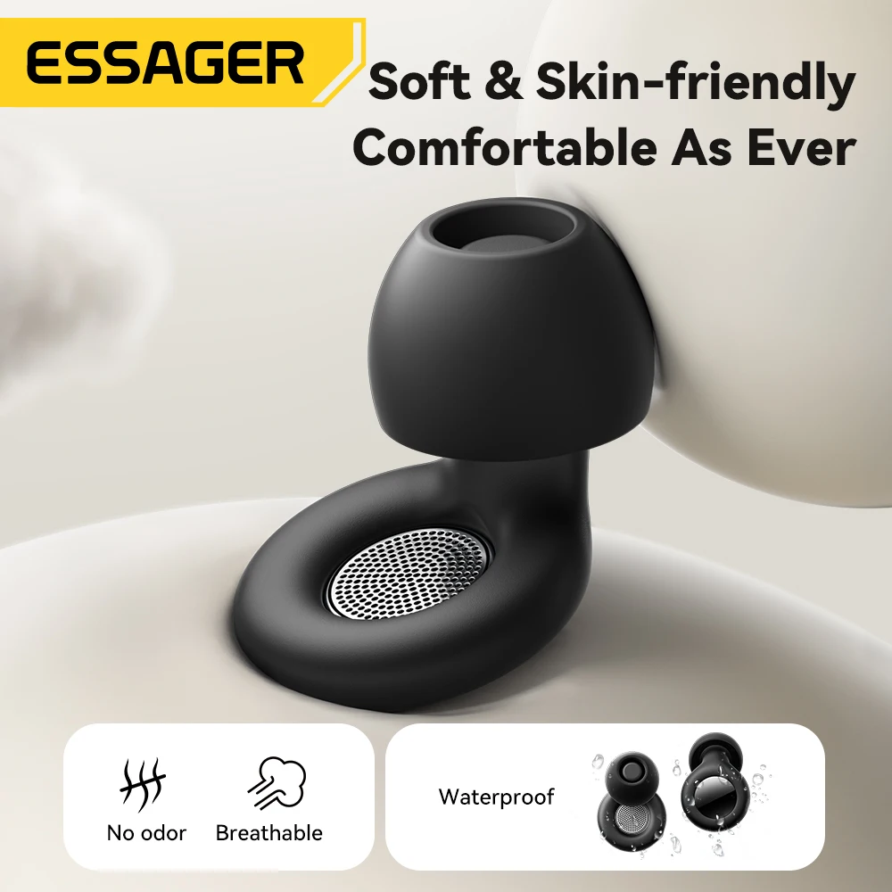 Essager سدادات الأذن للنوم 49dB إلغاء الضوضاء قابلة لإعادة الاستخدام سيليكون سدادة الأذن حماية السمع للحفل النوم الضوضاء سدادة الأذن