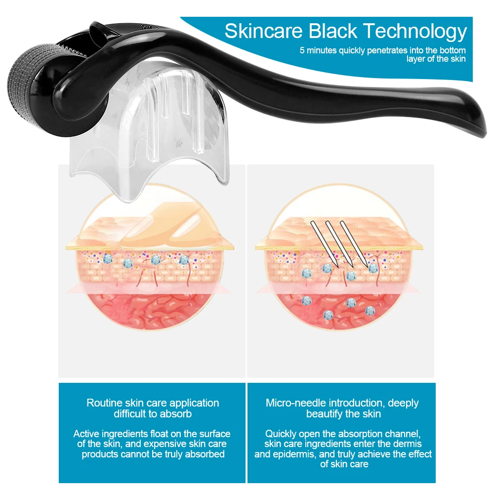 0.2/0.25/0.3mm Titanium Derma Roller 540 Pins Hair Growth Beard Microneedle Roller Facial Cosmetic Body MTS Micro Needle Roller