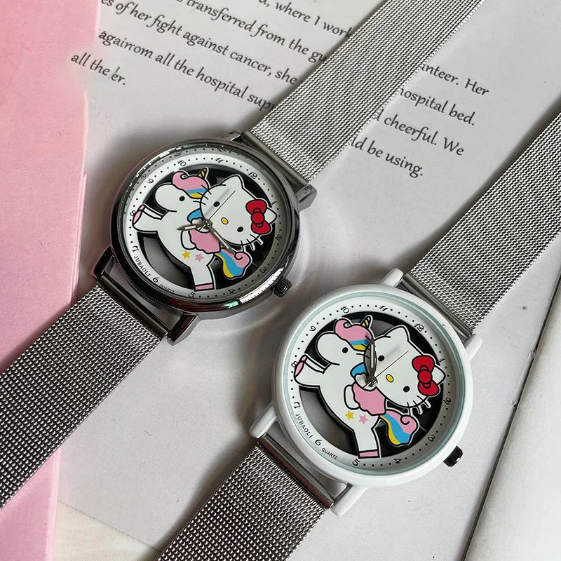 Sanrio Hello Kitty Y2k Wrist Watch Kawaii Cartoon Noctilucent Watch Dial Creative Student Cartoon Accessories Wrist Watch Gifts