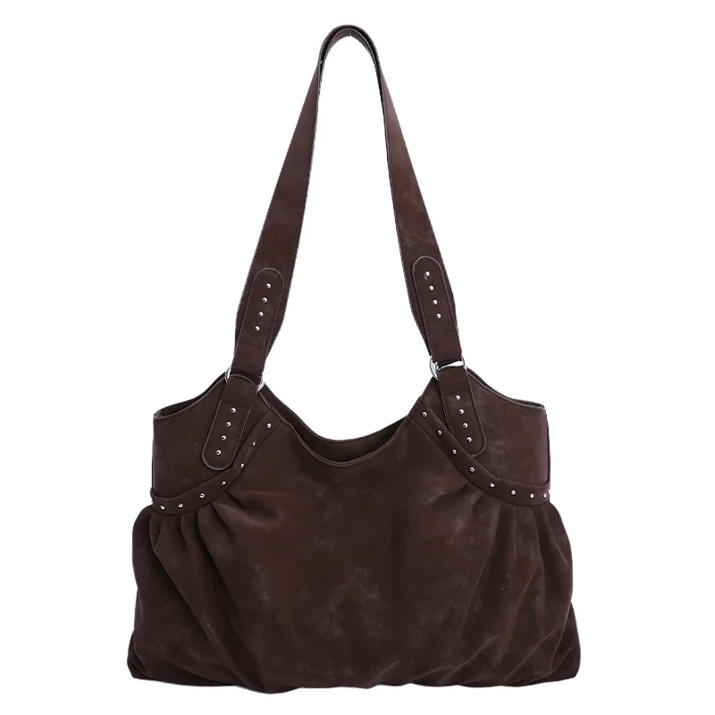 

Зимняя винтажная женская сумка через плечо большой вместимости 2025 года, многосторонняя сумка через плечо из натуральной кожи, шикарная рабочая сумка в стиле ретро