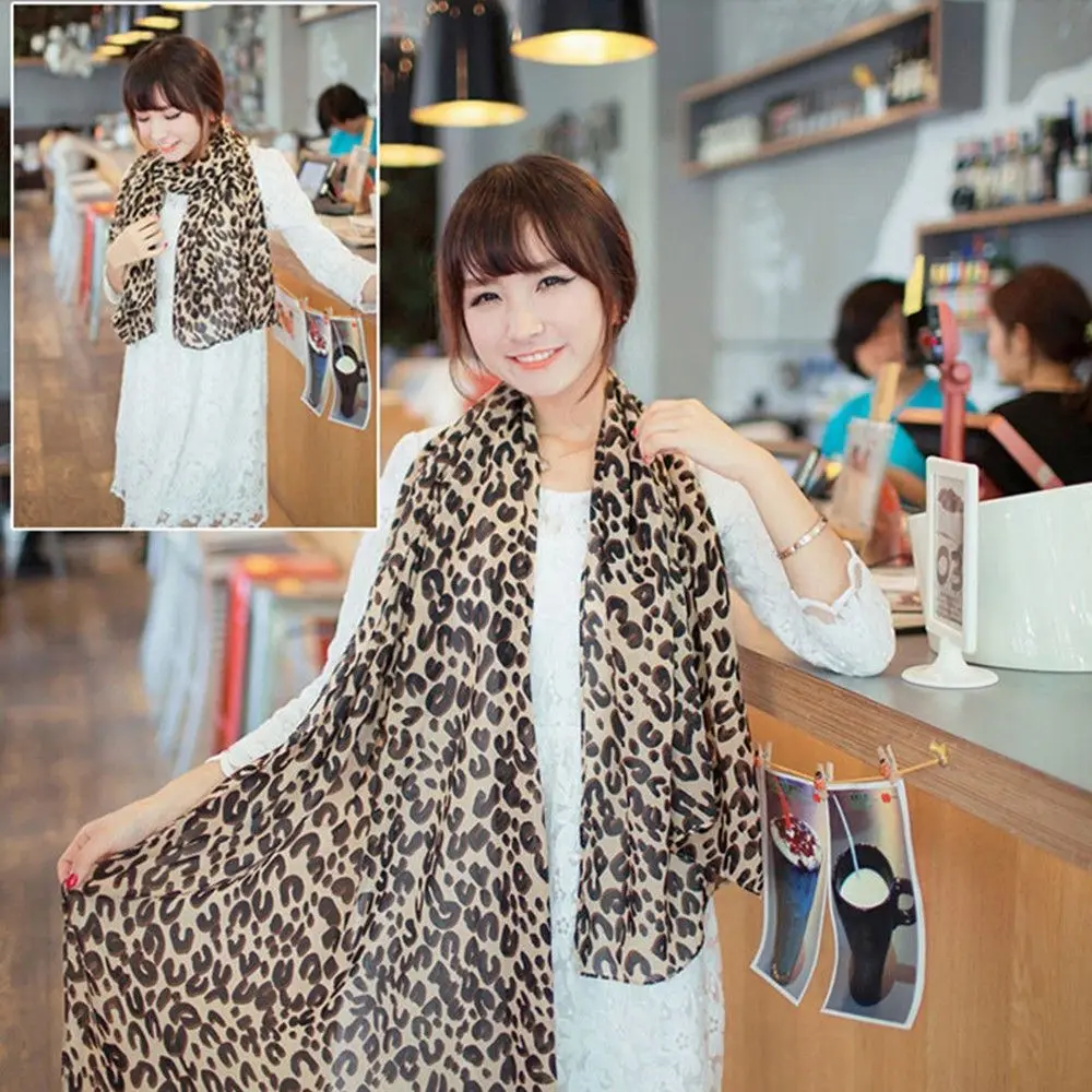 

Fashion Women's 1PC Chiffon Gauz Soft Georgette Stole Long Style Scarves Scarf Wrap Shawl Leopard