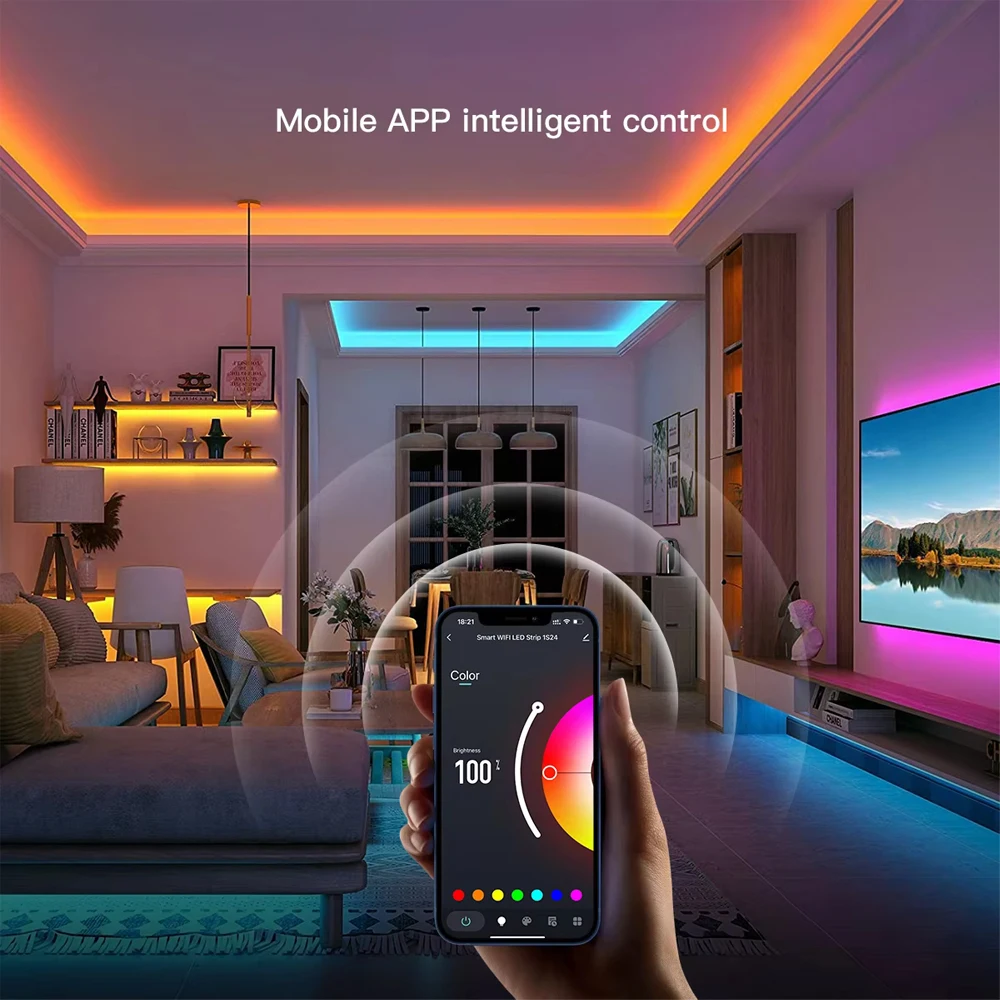 Tuya WiFi COB RGB LED Strip 12V 1m 2m 3m 5m 10m Dimmable Cabinet Bed Room Lighting RF Remote Control for Alexa Google Assistant