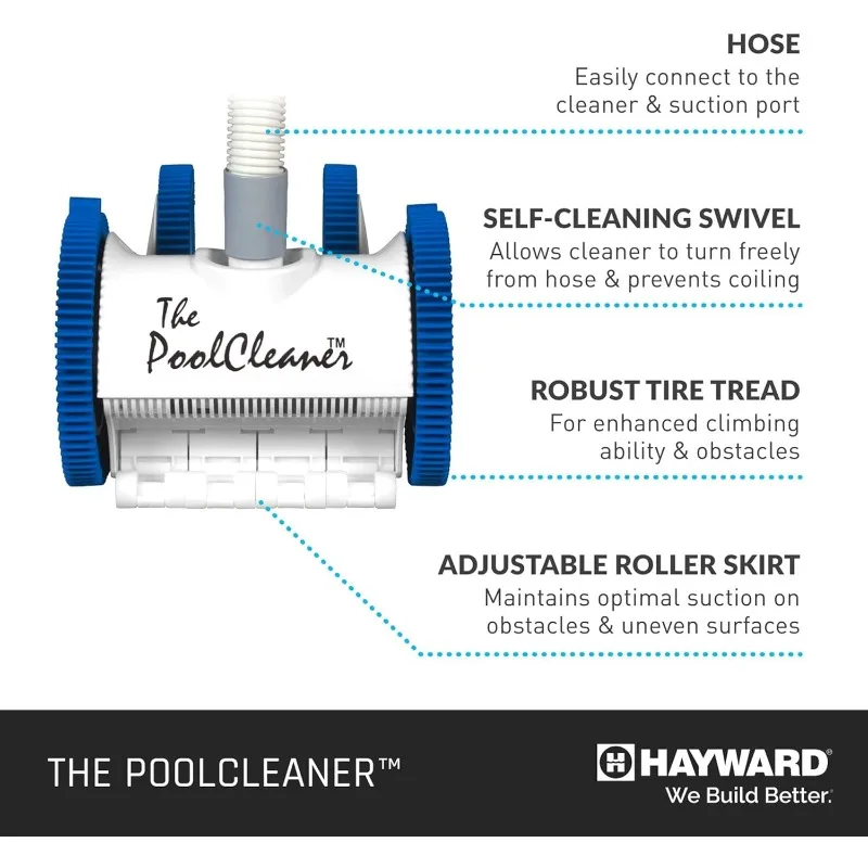 Hayward Pool Vacuum for Inground Pools Poolvergnuegen Suction Pool Cleaner (4 Wheel) Automatic Vacuum for In-Ground Pools up