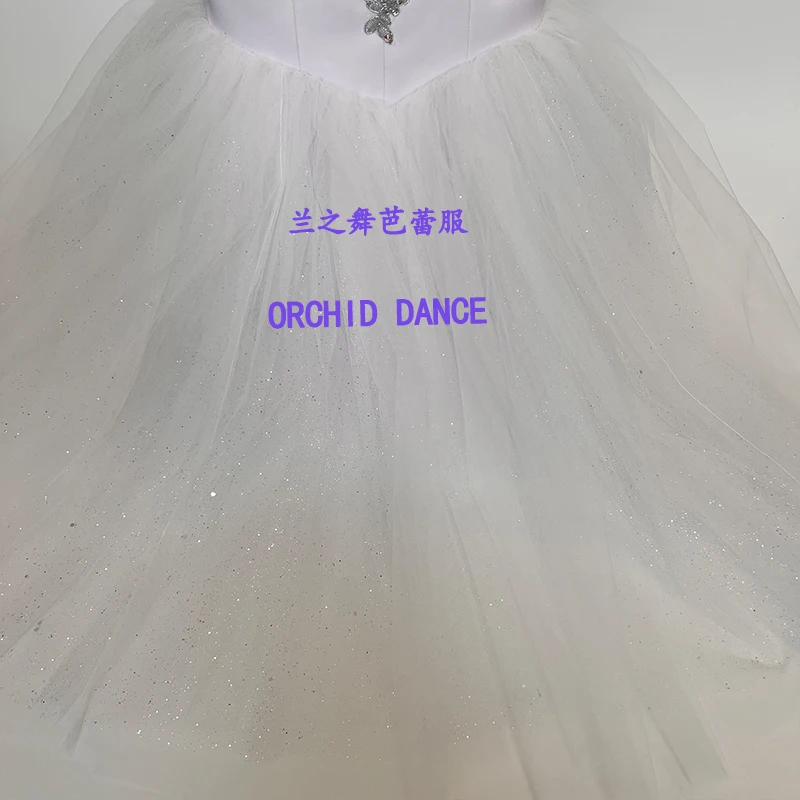 BT26052501 High Quality Custom Size Kids Girls  Ballet Dance Performance Wear Gilsay White Long Romantic Tutu Dress
