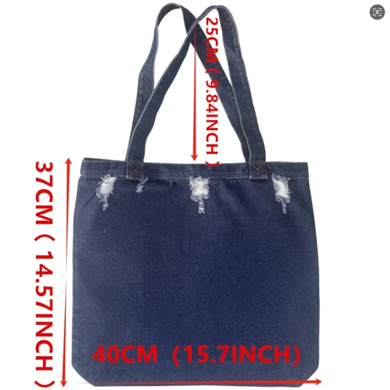 حقائب يد Hajime no Ippo للجنسين من قماش الدنيم ذات سعة كبيرة وخفيفة الوزن وحقائب كتف جينز متعددة الاستخدامات للسفر غير الرسمي