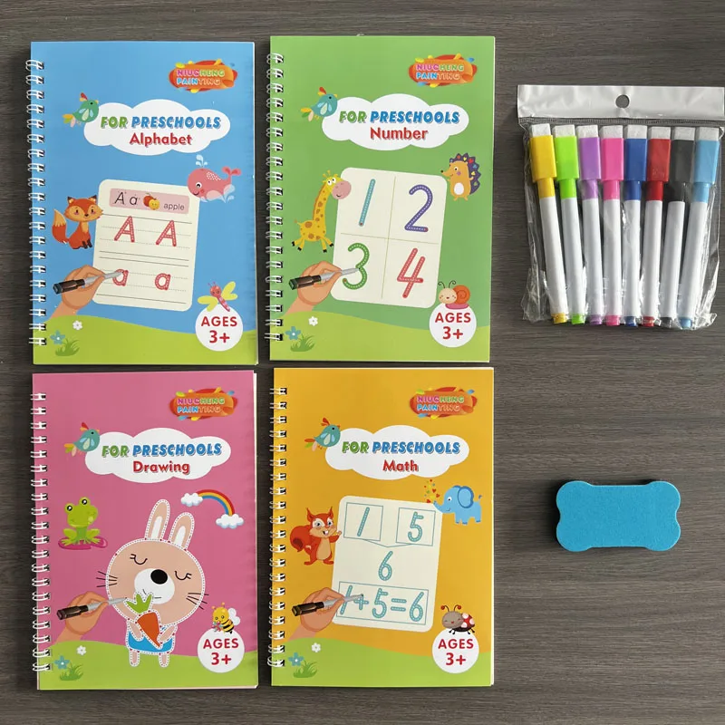 Magical Tracing Workbook Erasable Magic Books for Children Reusable Notebook Writing for Lettering Calligraphy Set Montessori