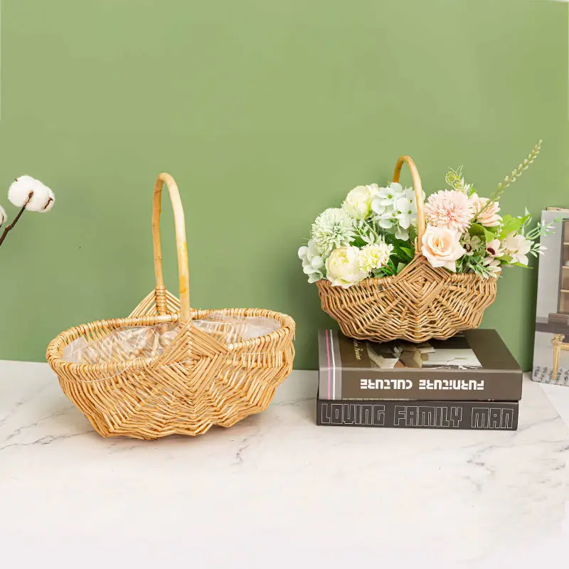 Wedding flower basket rattan wicker creative hand-held flower basket display decoration performance flower basket Sen department