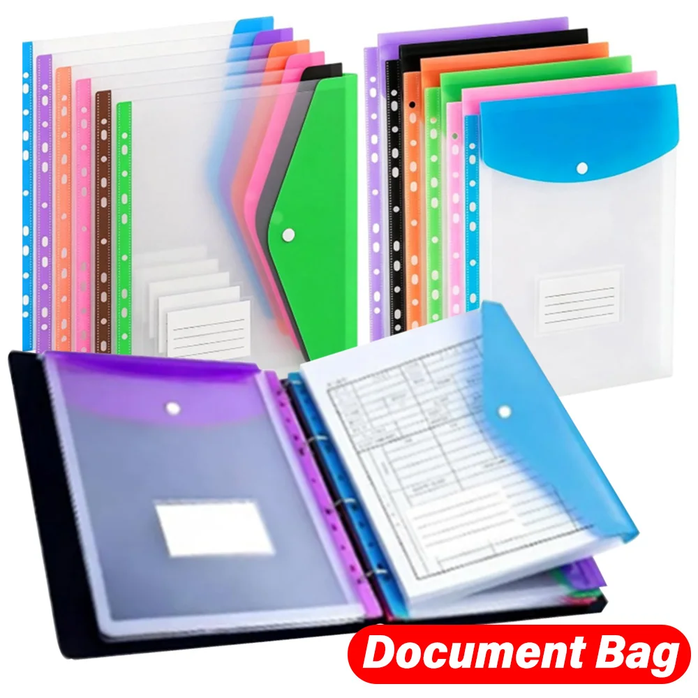 1-5Pcs A4 Binder Pocket Transparent File Bag with Record Labe Document Bag Plastic Envelopes Expand Binder Folders Stereoscopic