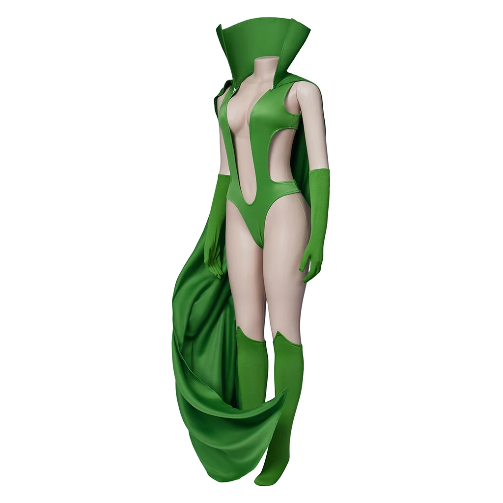 Heather Douglas Cosplay Costume Green Jumpsuit With Stand Collar Cloak Cape Stockings Full Set Halloween Party Bodysuit Outfits