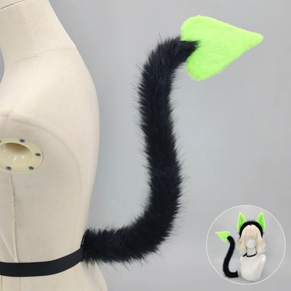 Casual Bentable Halloween Costume Cosplay Props 3D Furry Cat Ears with Belt DIY Devil's Sweetheart Tail Adults