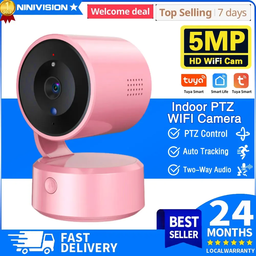 Tuya 5MP Mini PTZ WiFi Camera One Touch Call Indoor Wireless Video Security Surveillance CCTV Cameras Smart Home Baby Monitor