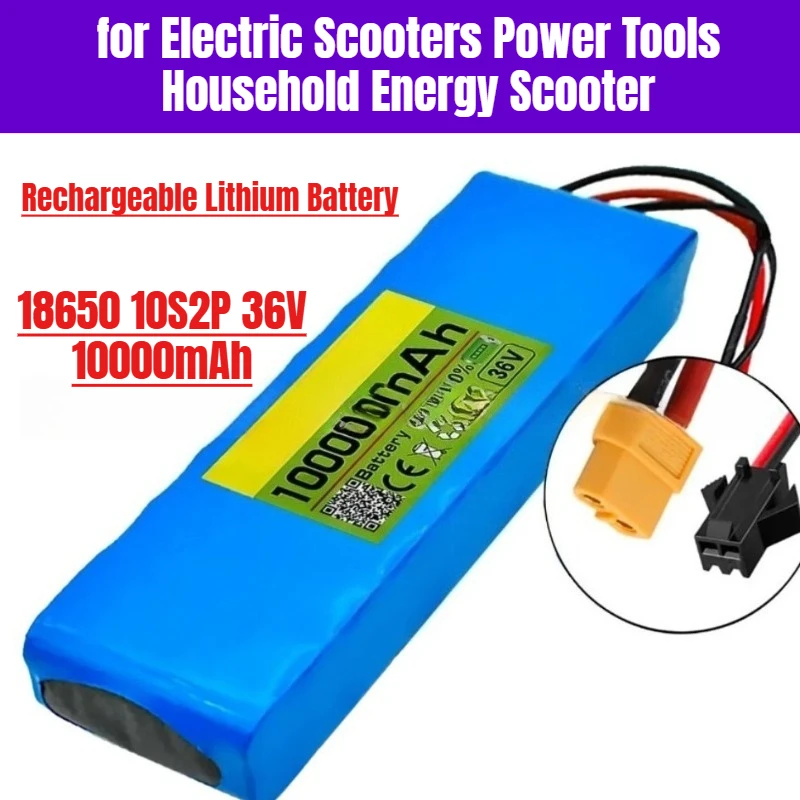 

18650 10S2P 36V 10000mAh Rechargeable Lithium Battery for Electric Scooters Power Tools Household Energy Scooter