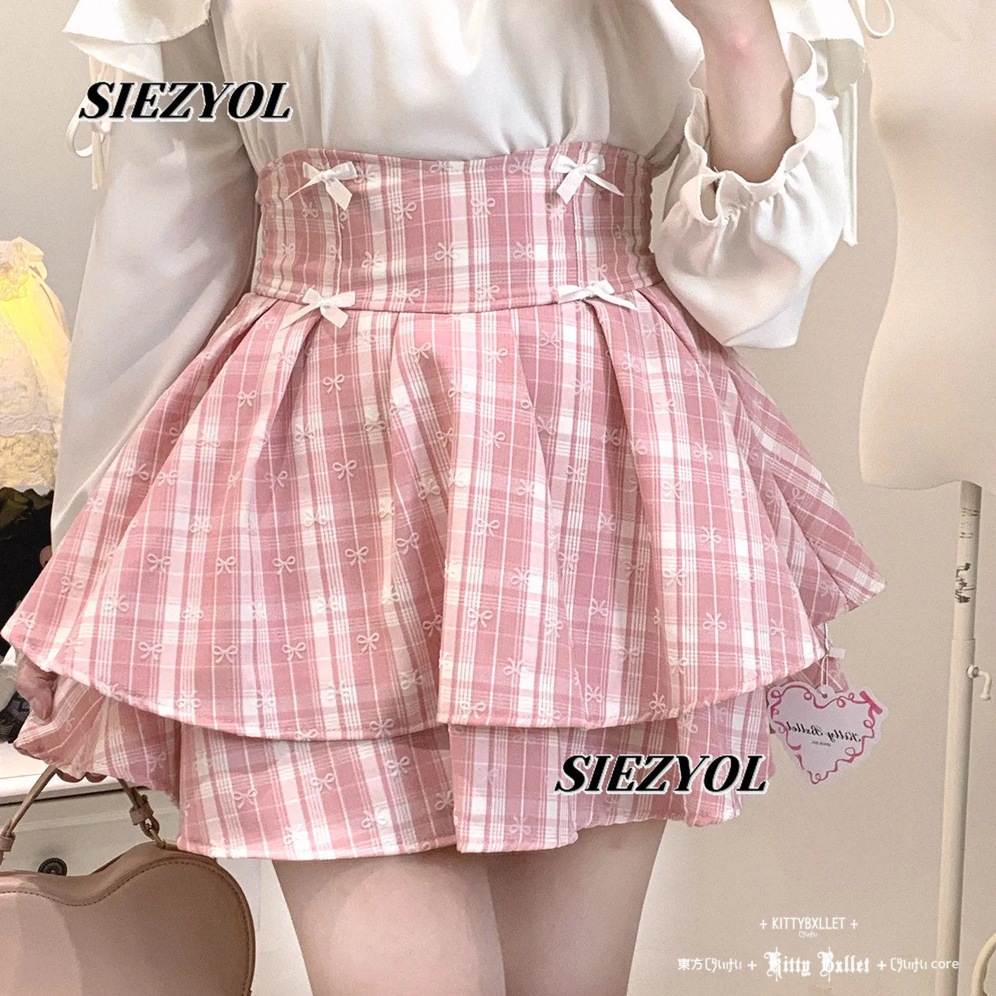 2026 Summer New Sweet & Cute Girls' Versatile Mini Skirt Japanese Style Original High-waisted Bow Double-layer Tutu Short Skirts