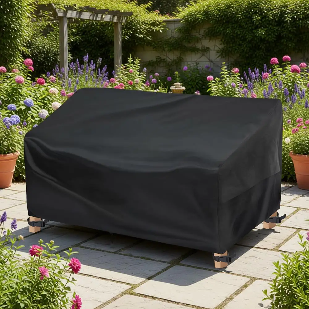 

All-Weather Outdoor Sofa Cover for 2-3 Seaters, Black, 85x37x35 inches