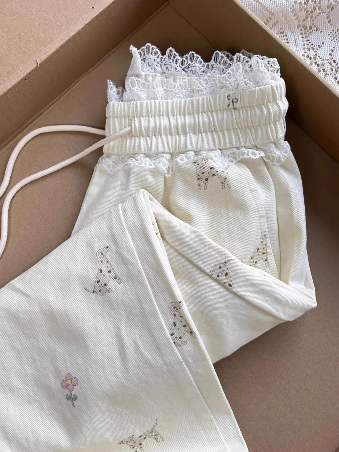 new spring summer fashion casual plus size young girls lace stretch waist wide leg pants