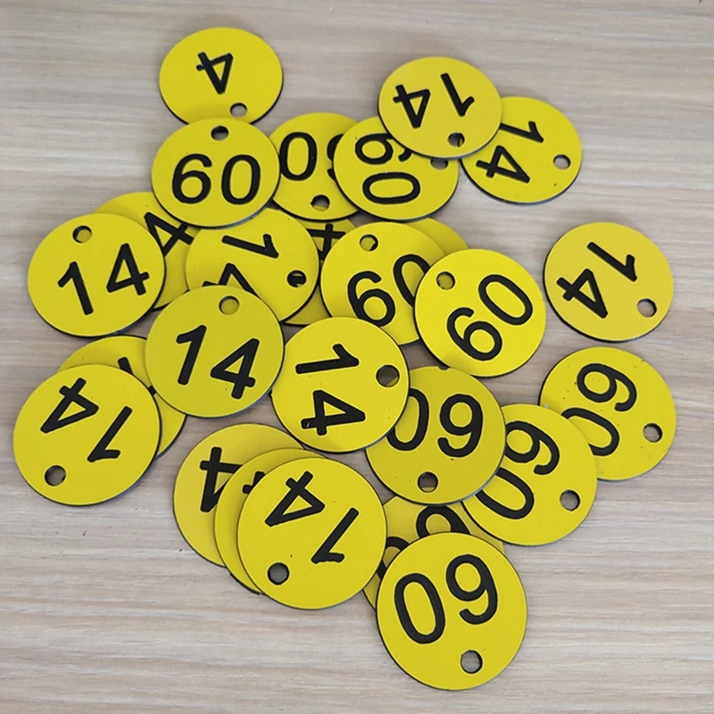 100-Count Plastic Number Tags Round Number Labels Door for Key Tags 1-100 Colored Number Signs 1.38'' for Live Sal